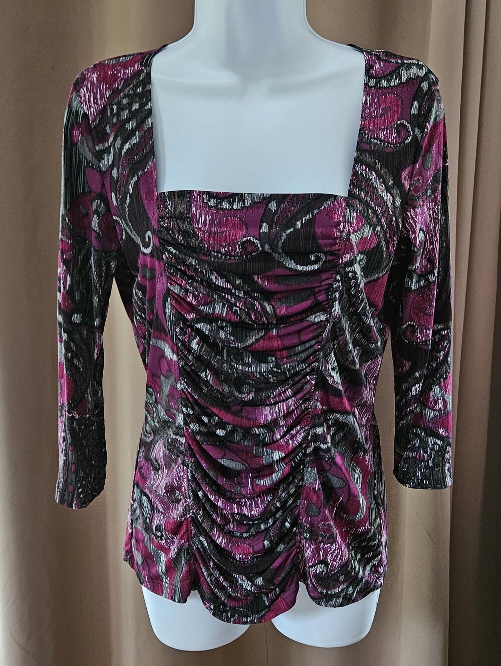 Y2K Dressbarn Paisley Ruched Top Size S Whimsigoth